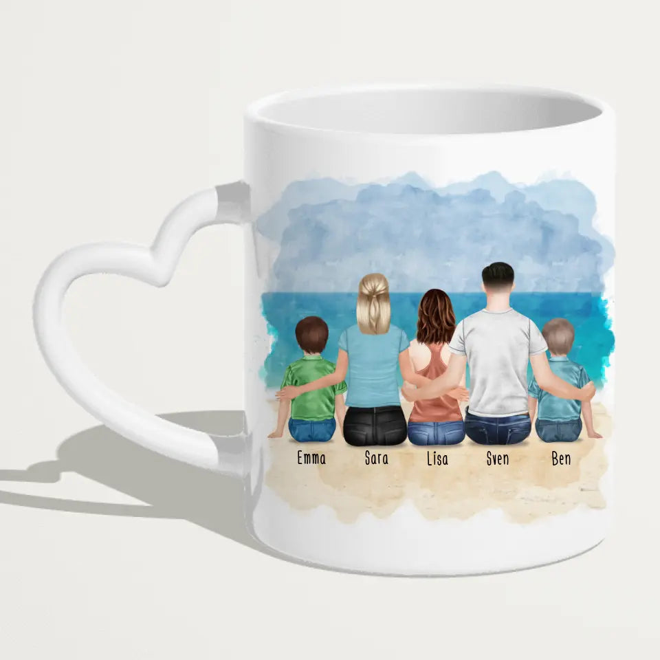 Personalisierte Tasse mit Familie (2 Kinder + 1 Teenanger)