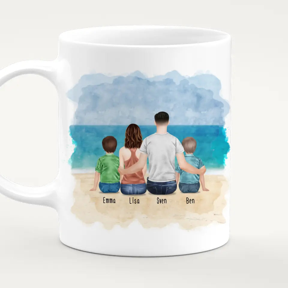 Personalisierte Tasse mit Vater (2 Kinder + 1 Teenangerin)