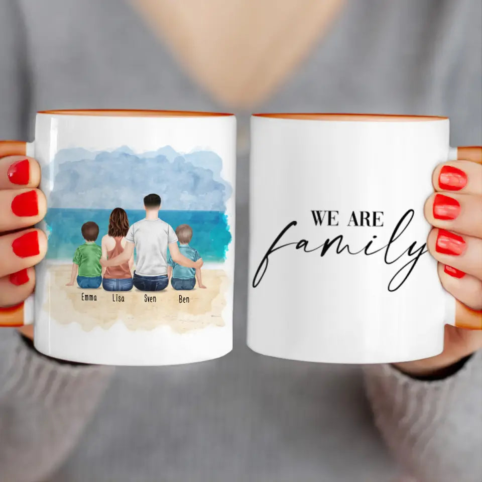 Personalisierte Tasse mit Vater (2 Kinder + 1 Teenangerin)