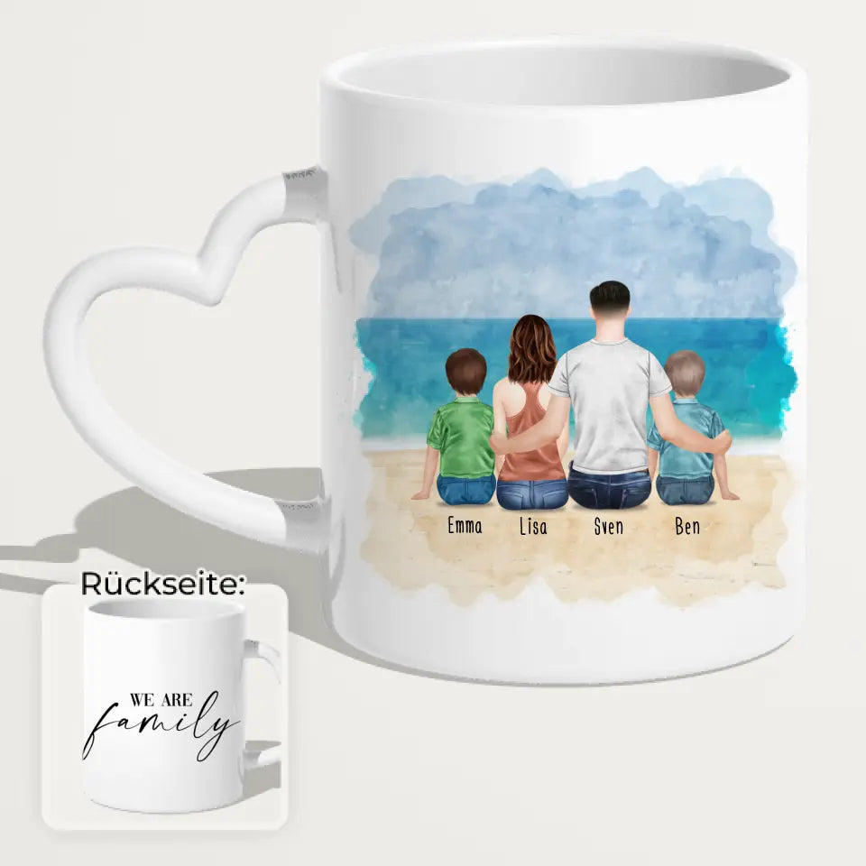 Personalisierte Tasse mit Vater (2 Kinder + 1 Teenangerin)