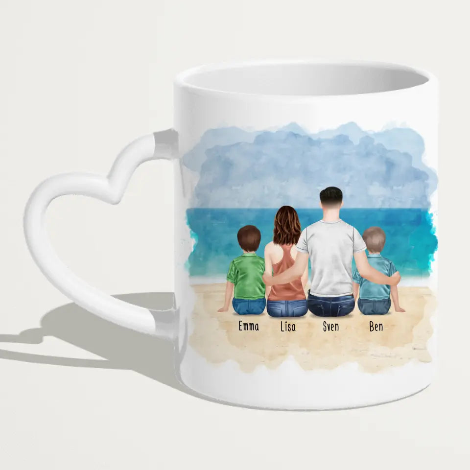 Personalisierte Tasse mit Vater (2 Kinder + 1 Teenangerin)