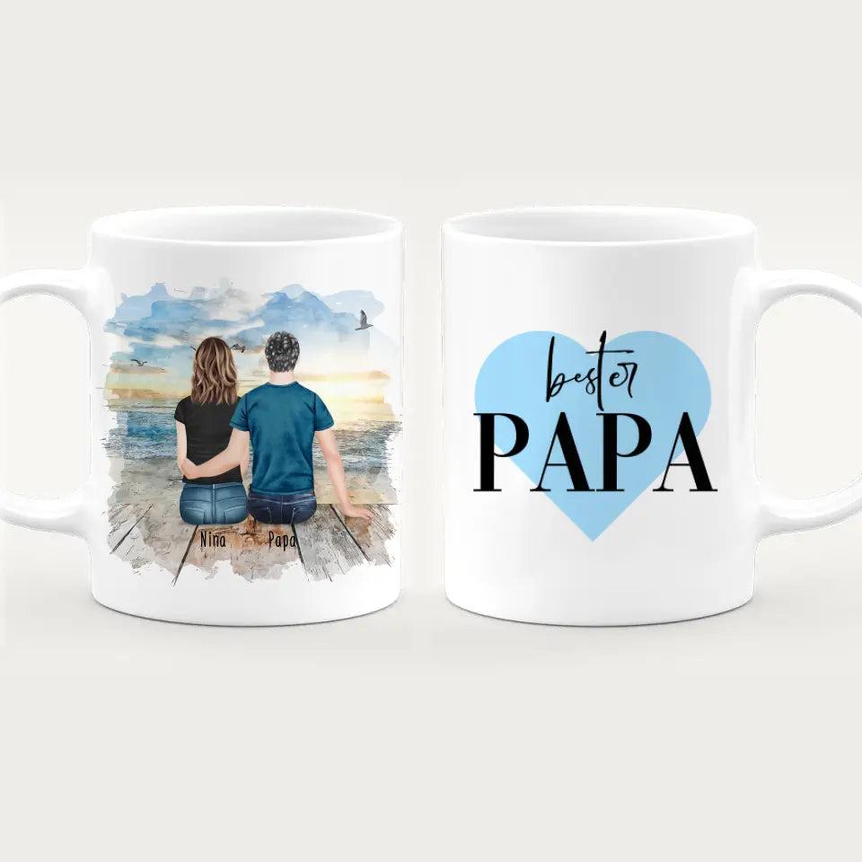 Personalisierte Tasse mit Vater/Tochter (1 Tochter)