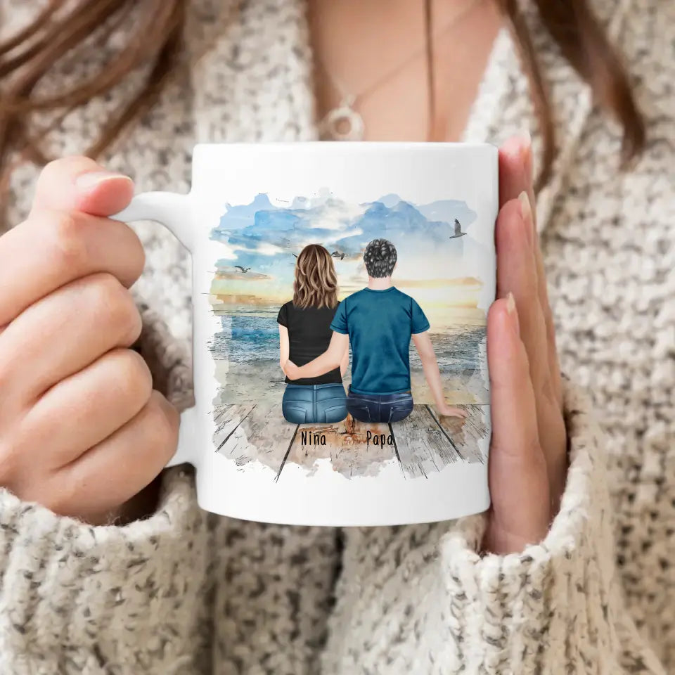 Personalisierte Tasse mit Vater/Tochter (1 Tochter)