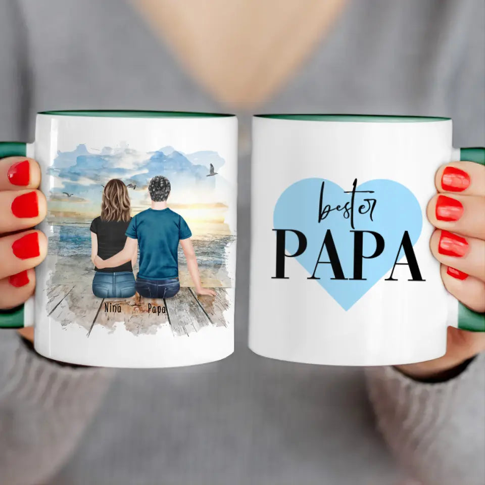 Personalisierte Tasse mit Vater/Tochter (1 Tochter)