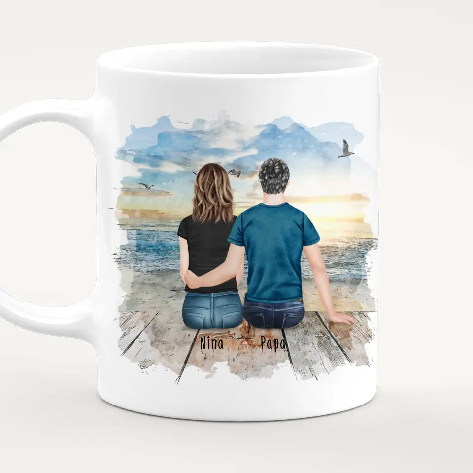 Personalisierte Tasse mit Vater/Tochter (1 Tochter)