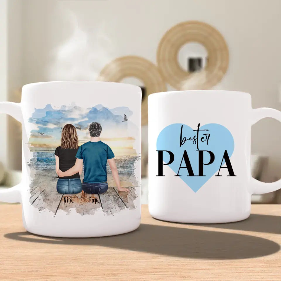 Personalisierte Tasse mit Vater/Tochter (1 Tochter)