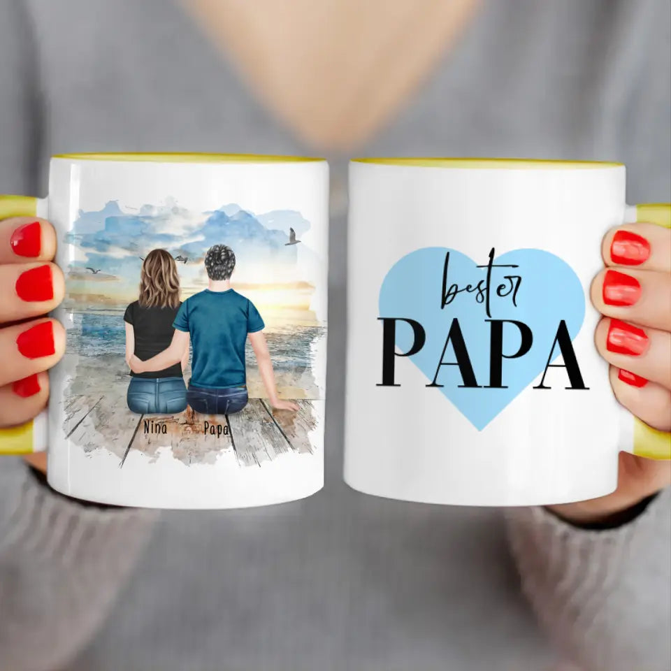 Personalisierte Tasse mit Vater/Tochter (1 Tochter)