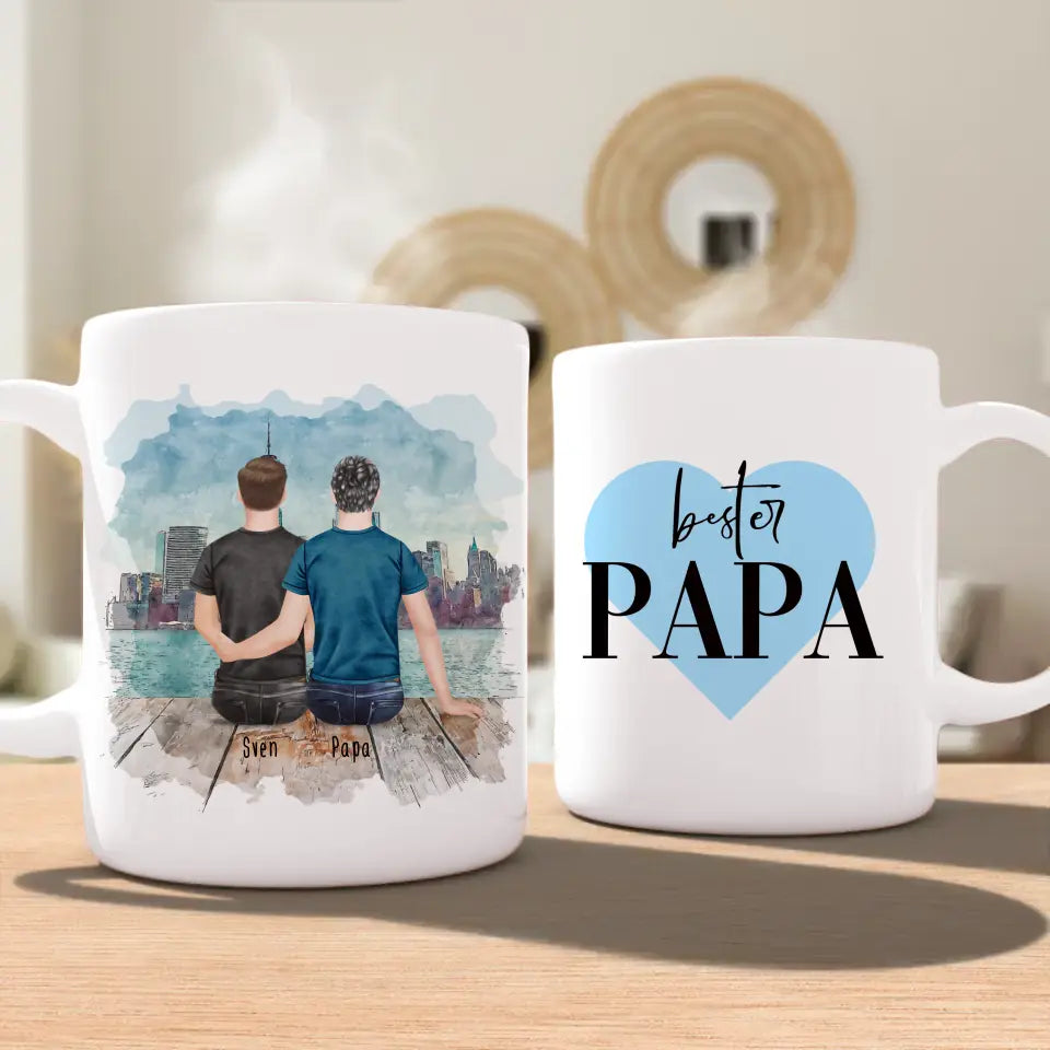 Personalisierte Tasse mit Vater/Sohn (1 Sohn)