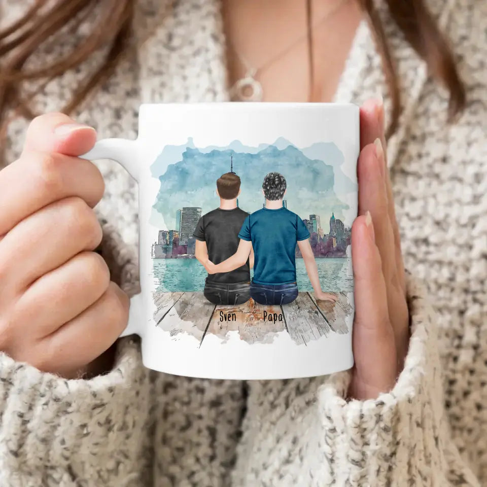 Personalisierte Tasse mit Vater/Sohn (1 Sohn)