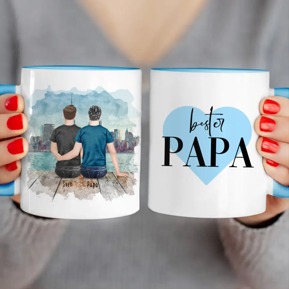 Personalisierte Tasse mit Vater/Sohn (1 Sohn)