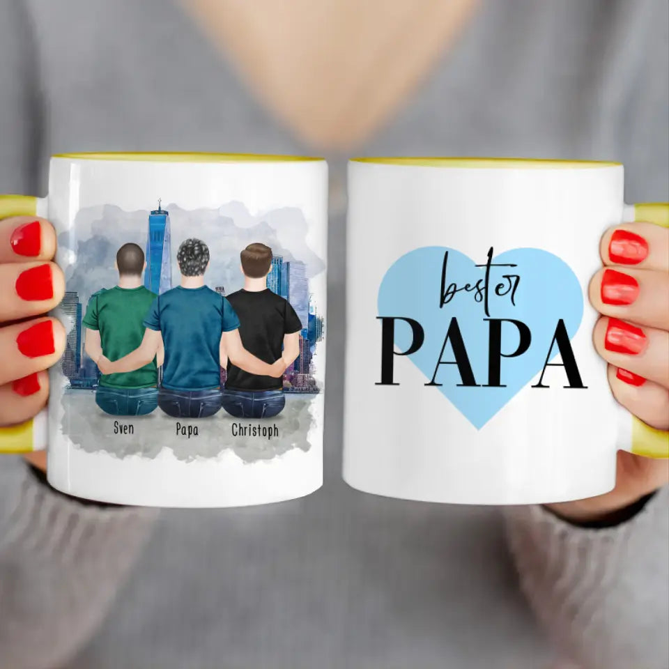 Personalisierte Tasse mit Vater/Sohn (2 Söhne)