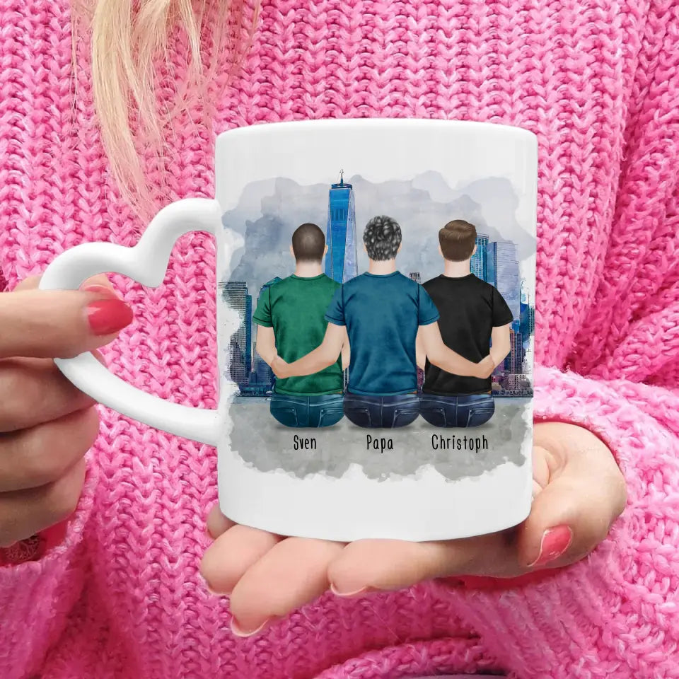 Personalisierte Tasse mit Vater/Sohn (2 Söhne)