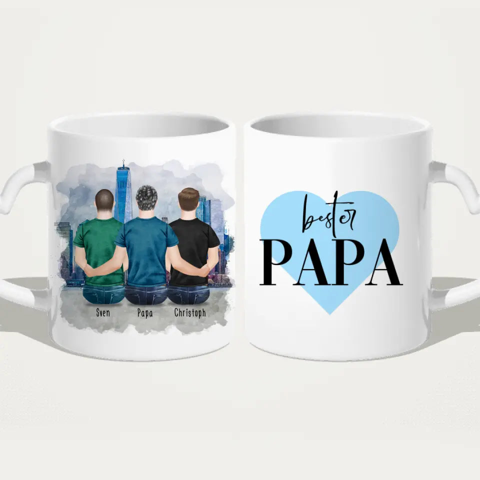 Personalisierte Tasse mit Vater/Sohn (2 Söhne)