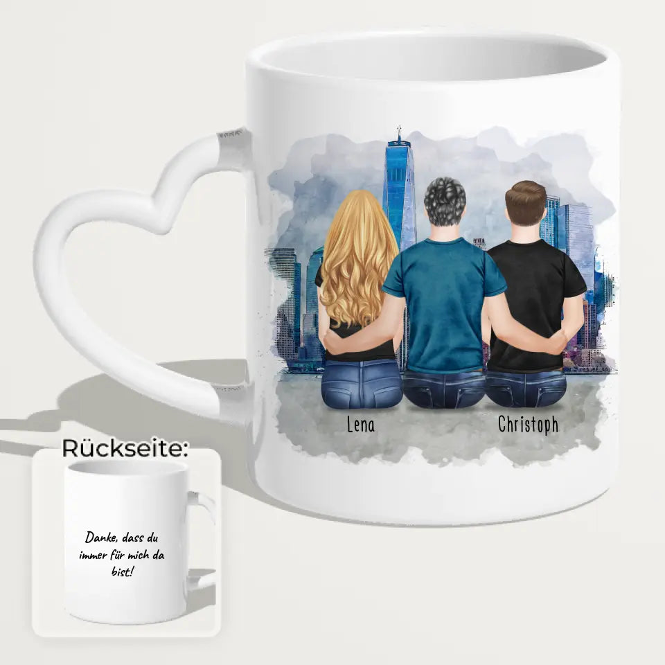 Personalisierte Tasse mit Vater/Tochter/Sohn (1 Tochter + 1 Sohn)