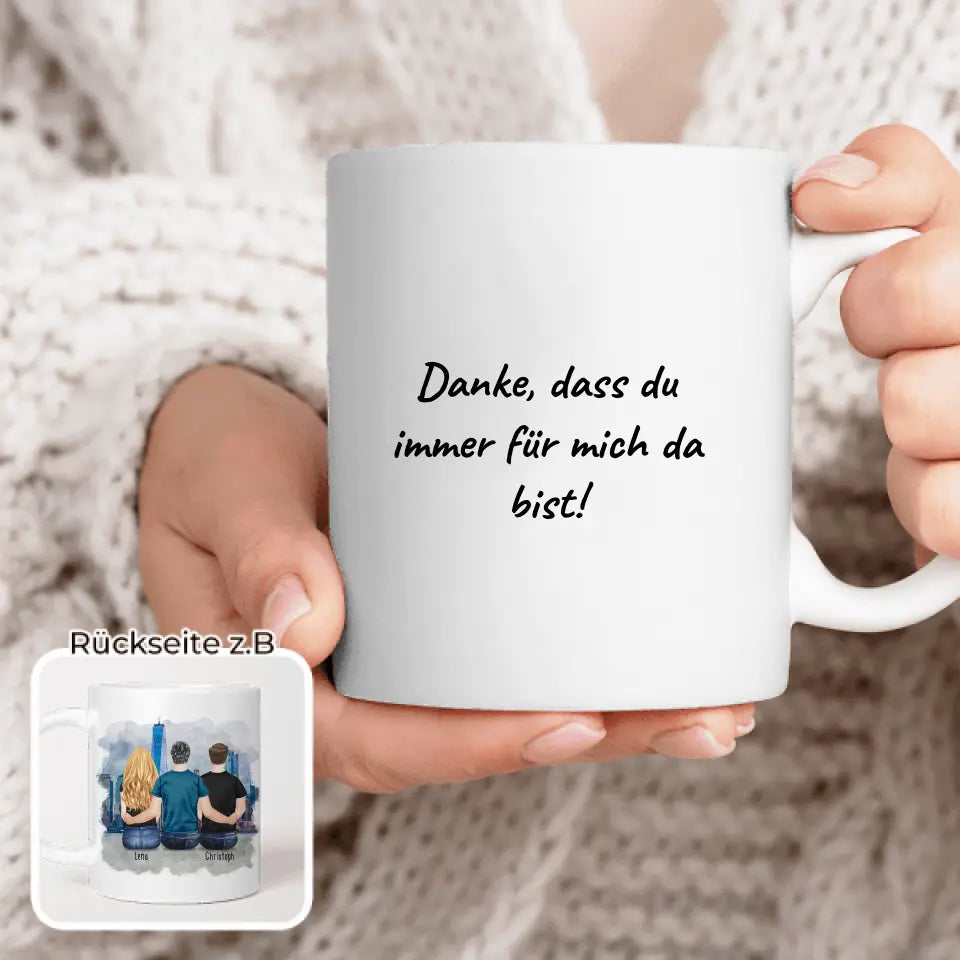 Personalisierte Tasse mit Vater/Tochter/Sohn (1 Tochter + 1 Sohn)