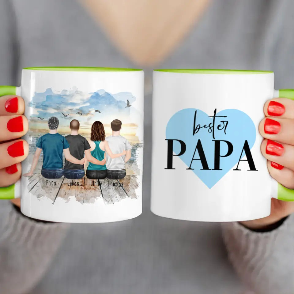 Personalisierte Tasse mit Vater/Tochter/Sohn (1 Tochter + 2 Söhne)