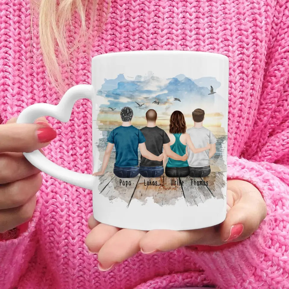 Personalisierte Tasse mit Vater/Tochter/Sohn (1 Tochter + 2 Söhne)