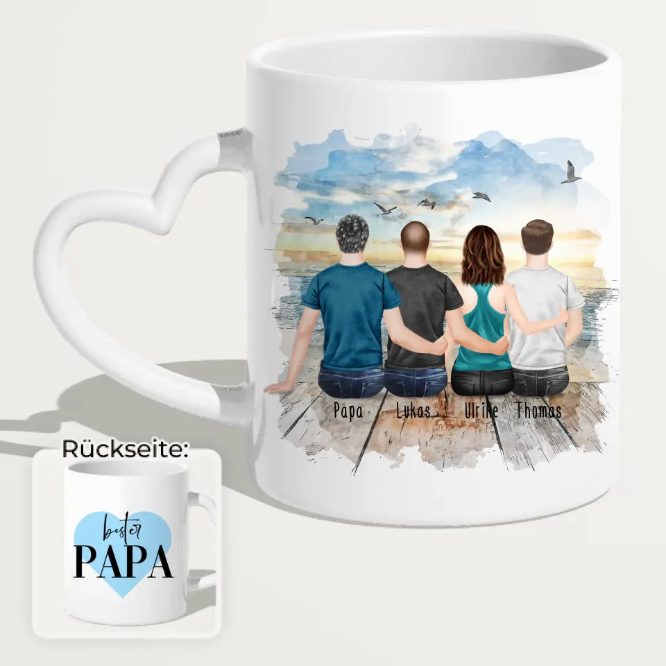 Personalisierte Tasse mit Vater/Tochter/Sohn (1 Tochter + 2 Söhne)