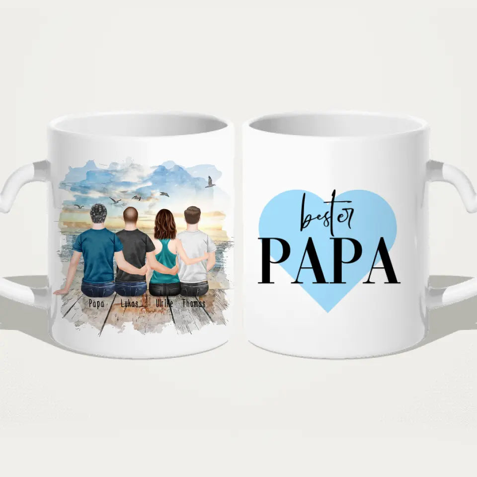 Personalisierte Tasse mit Vater/Tochter/Sohn (1 Tochter + 2 Söhne)