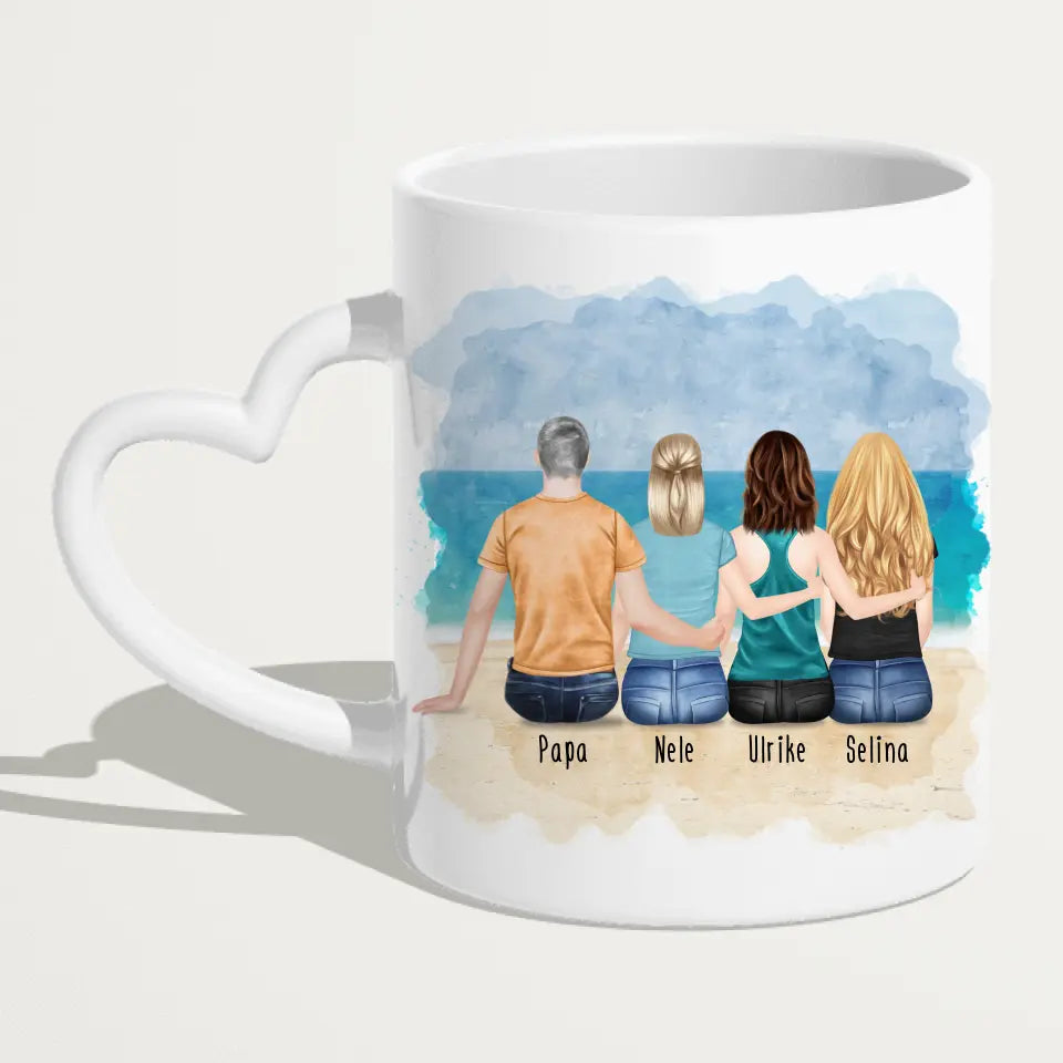 Personalisierte Tasse mit Vater/Tochter (3 Töchter)