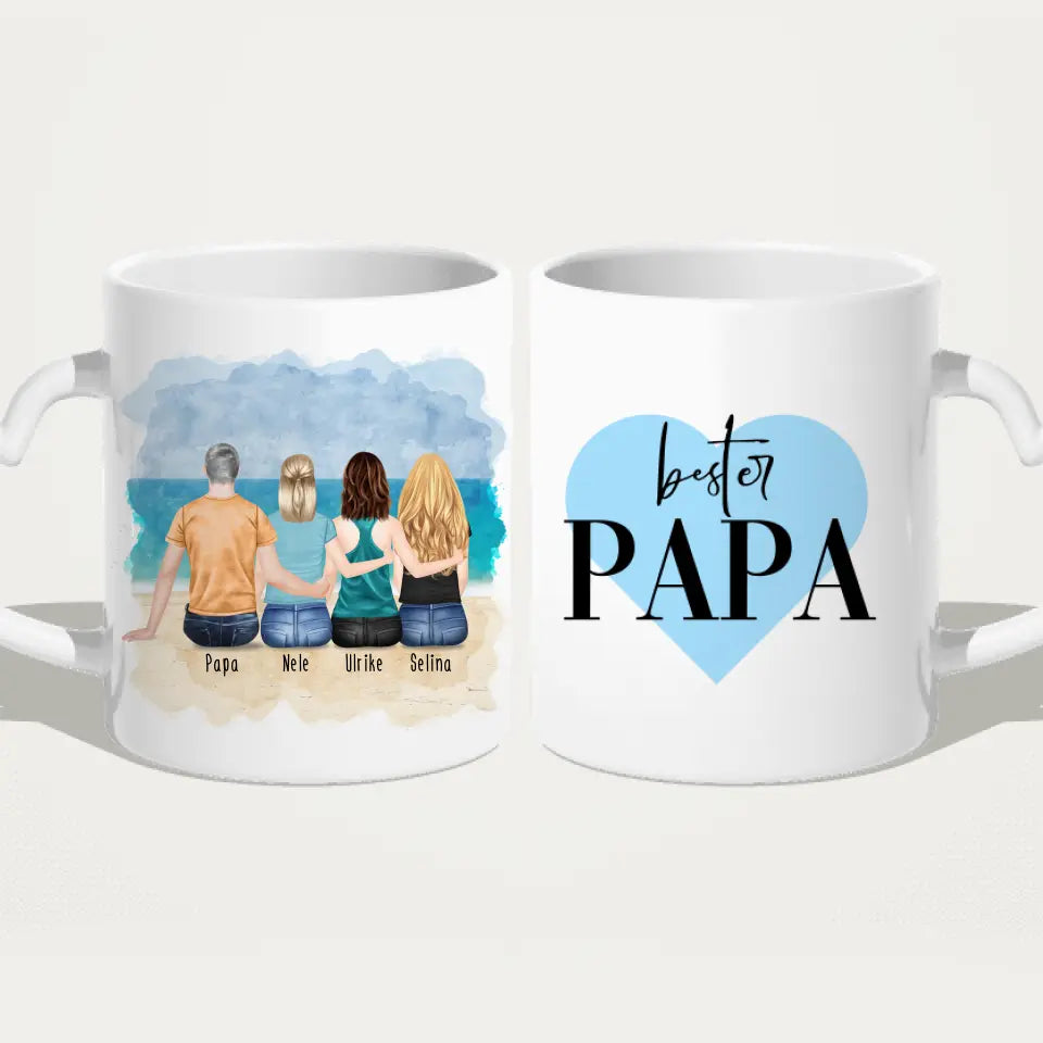 Personalisierte Tasse mit Vater/Tochter (3 Töchter)