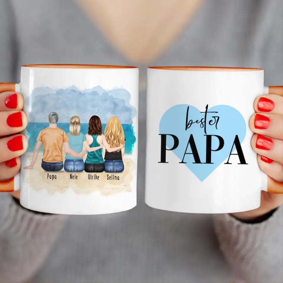Personalisierte Tasse mit Vater/Tochter (3 Töchter)