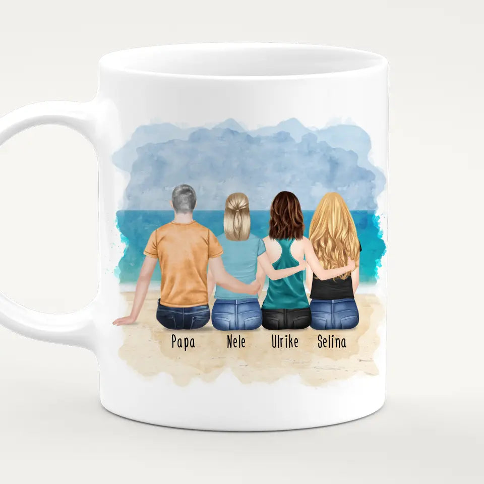 Personalisierte Tasse mit Vater/Tochter (3 Töchter)