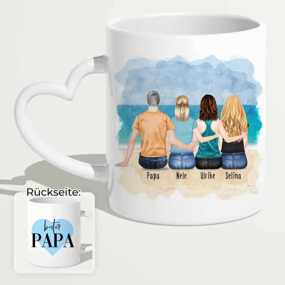 Personalisierte Tasse mit Vater/Tochter (3 Töchter)