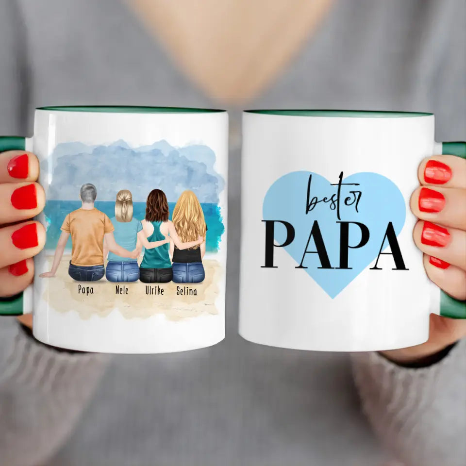 Personalisierte Tasse mit Vater/Tochter (3 Töchter)