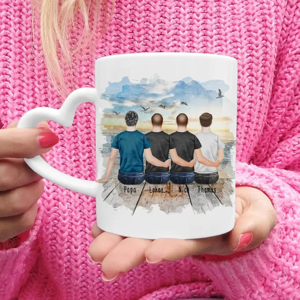 Personalisierte Tasse mit Vater/Sohn (3 Söhne)