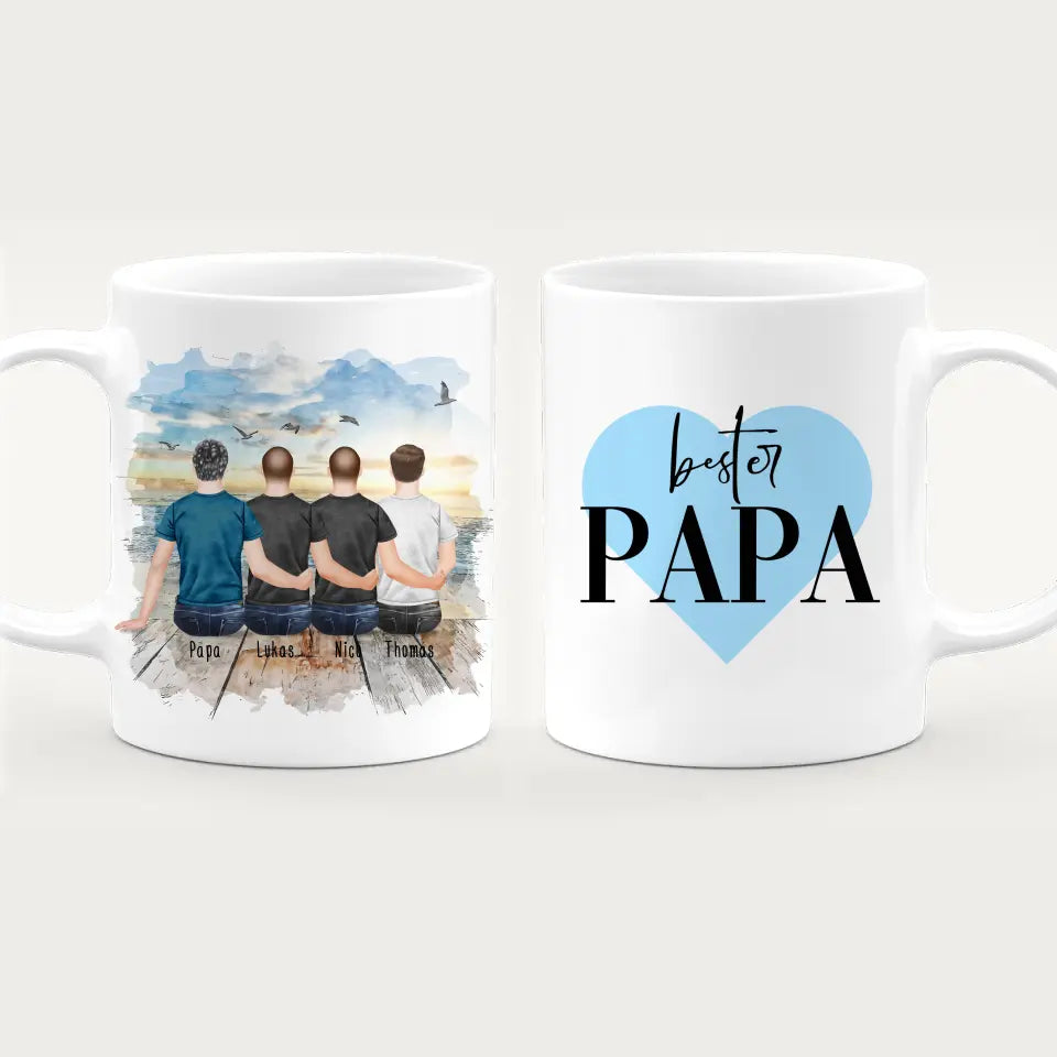 Personalisierte Tasse mit Vater/Sohn (3 Söhne)