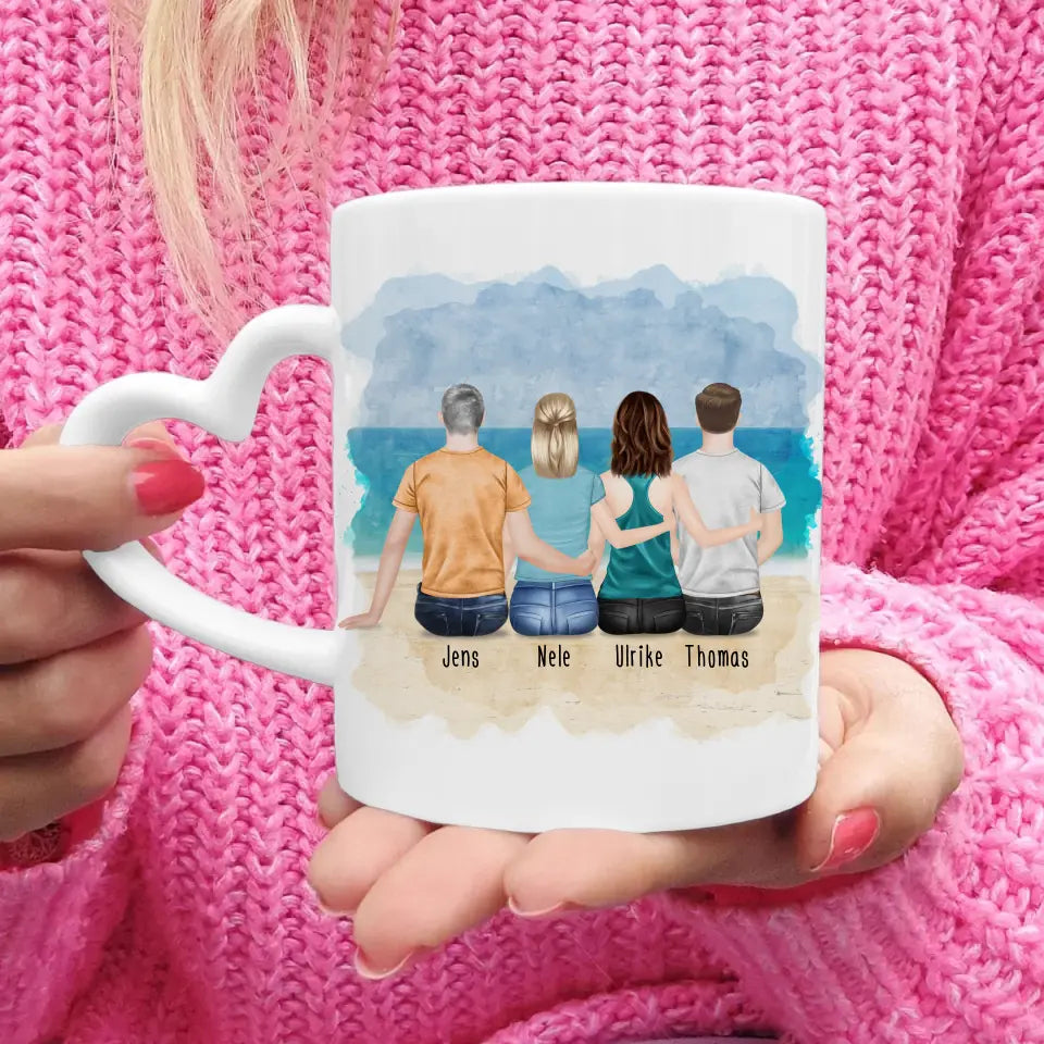 Personalisierte Tasse mit Bruder/Schwester (2 Schwestern + 2 Brüder)