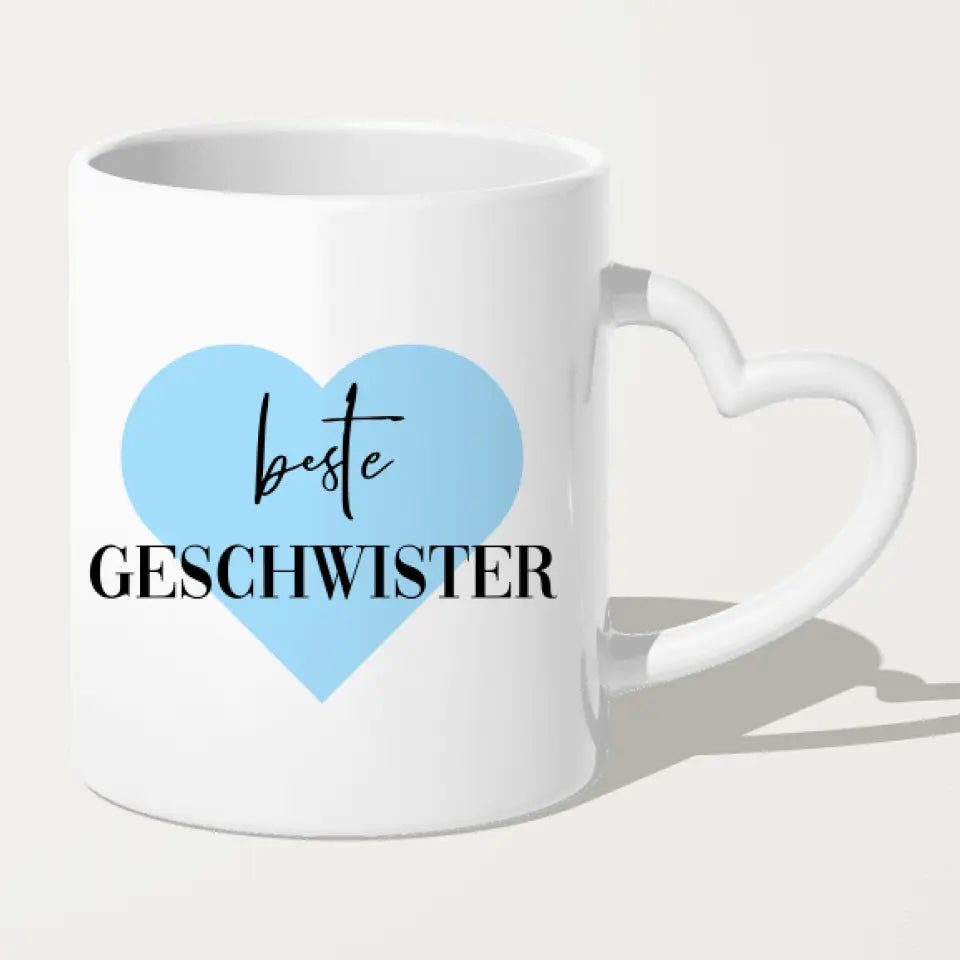 Personalisierte Tasse mit Bruder/Schwester (2 Schwestern + 2 Brüder)