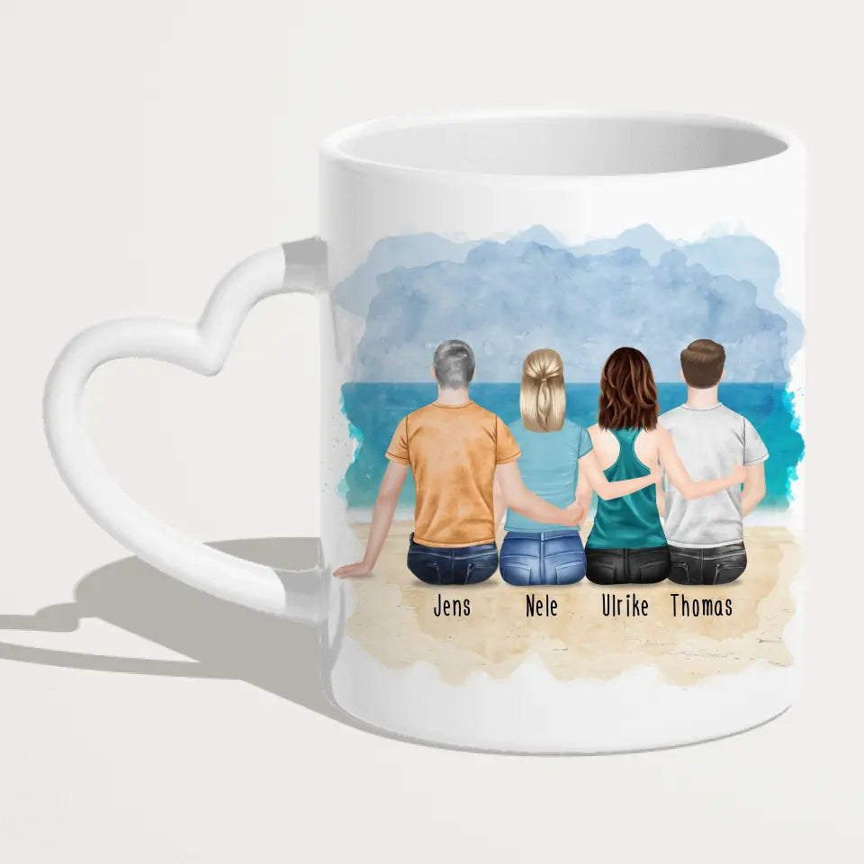 Personalisierte Tasse mit Bruder/Schwester (2 Schwestern + 2 Brüder)