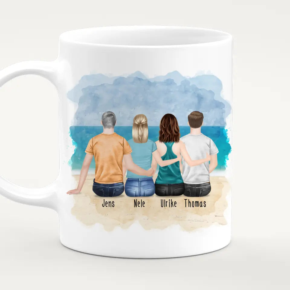 Personalisierte Tasse mit Bruder/Schwester (2 Schwestern + 2 Brüder)