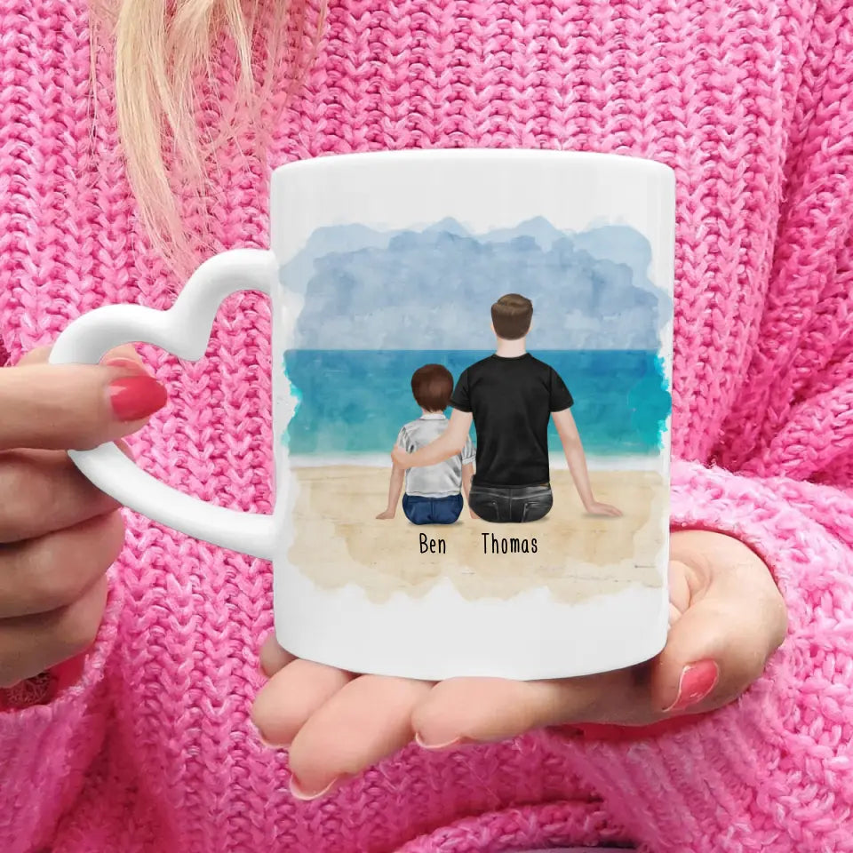 Personalisierte Tasse mit Vater/Kind (1 Kind/Baby)