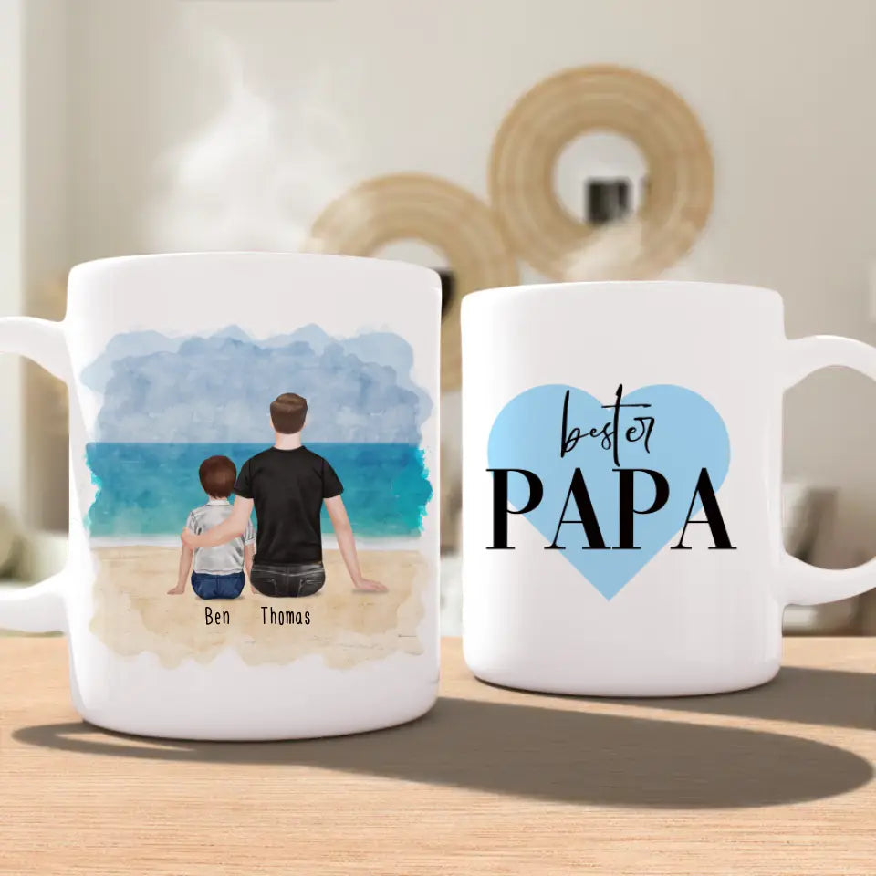 Personalisierte Tasse mit Vater/Kind (1 Kind/Baby)