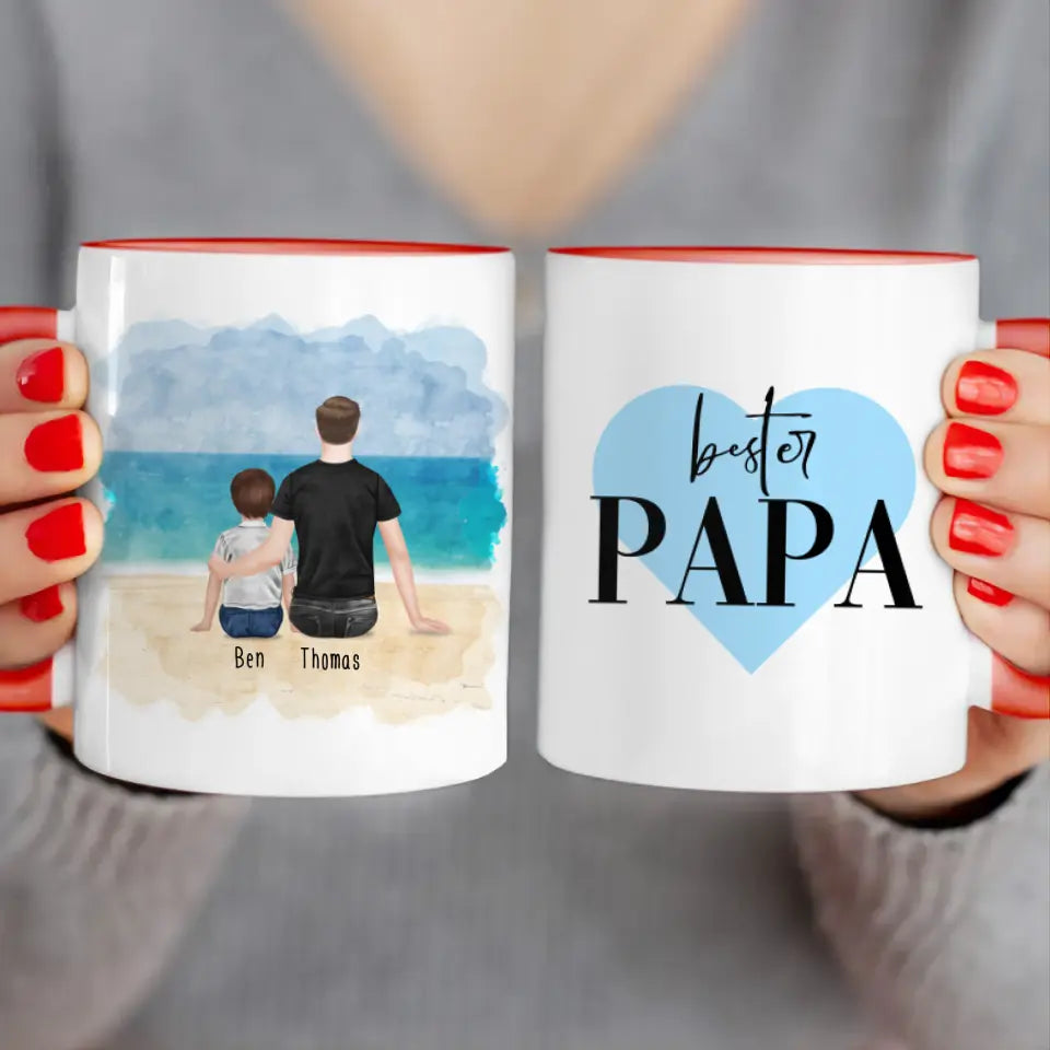 Personalisierte Tasse mit Vater/Kind (1 Kind/Baby)