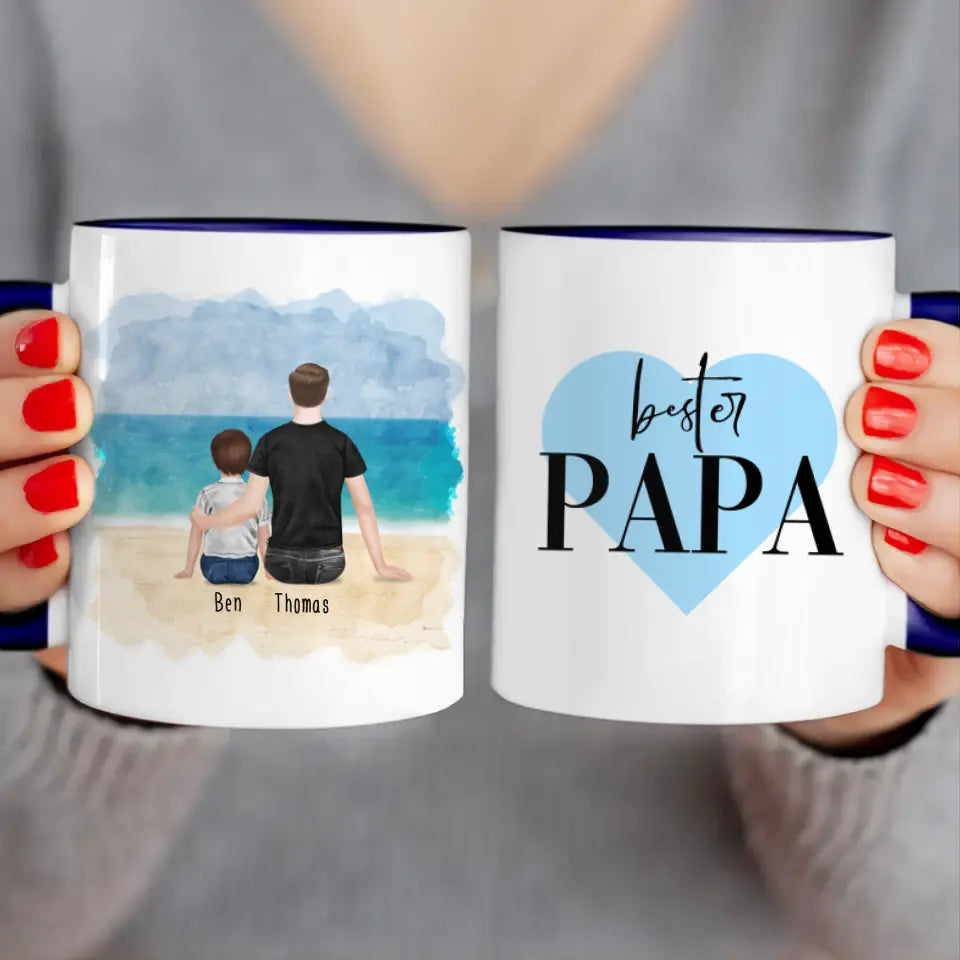 Personalisierte Tasse mit Vater/Kind (1 Kind/Baby)