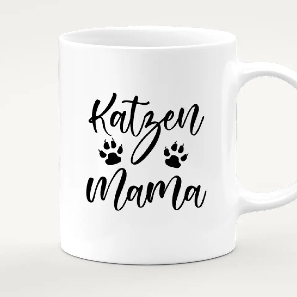 Personalisierte Tasse mit Katze und Frau (1 Katze + 1 Frau)