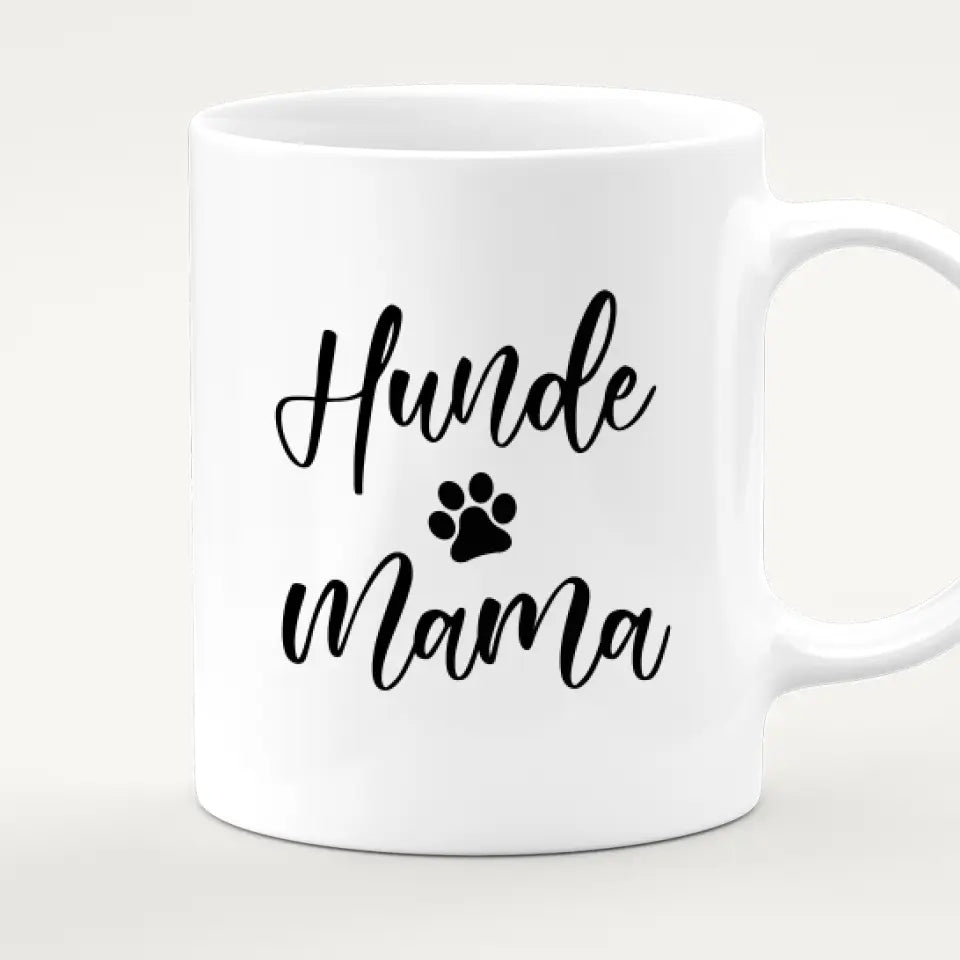 Personalisierte Tasse mit Hund und Frau (2 Hunde + 1 Frau)