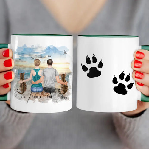 Personalisierte Tasse mit Pärchen und 2 Katzen