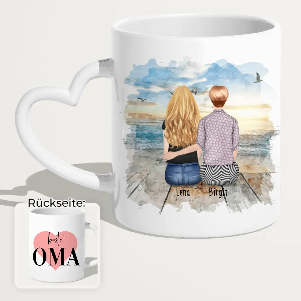 Personalisierte Tasse für Oma (1 Frau + 1 Oma)