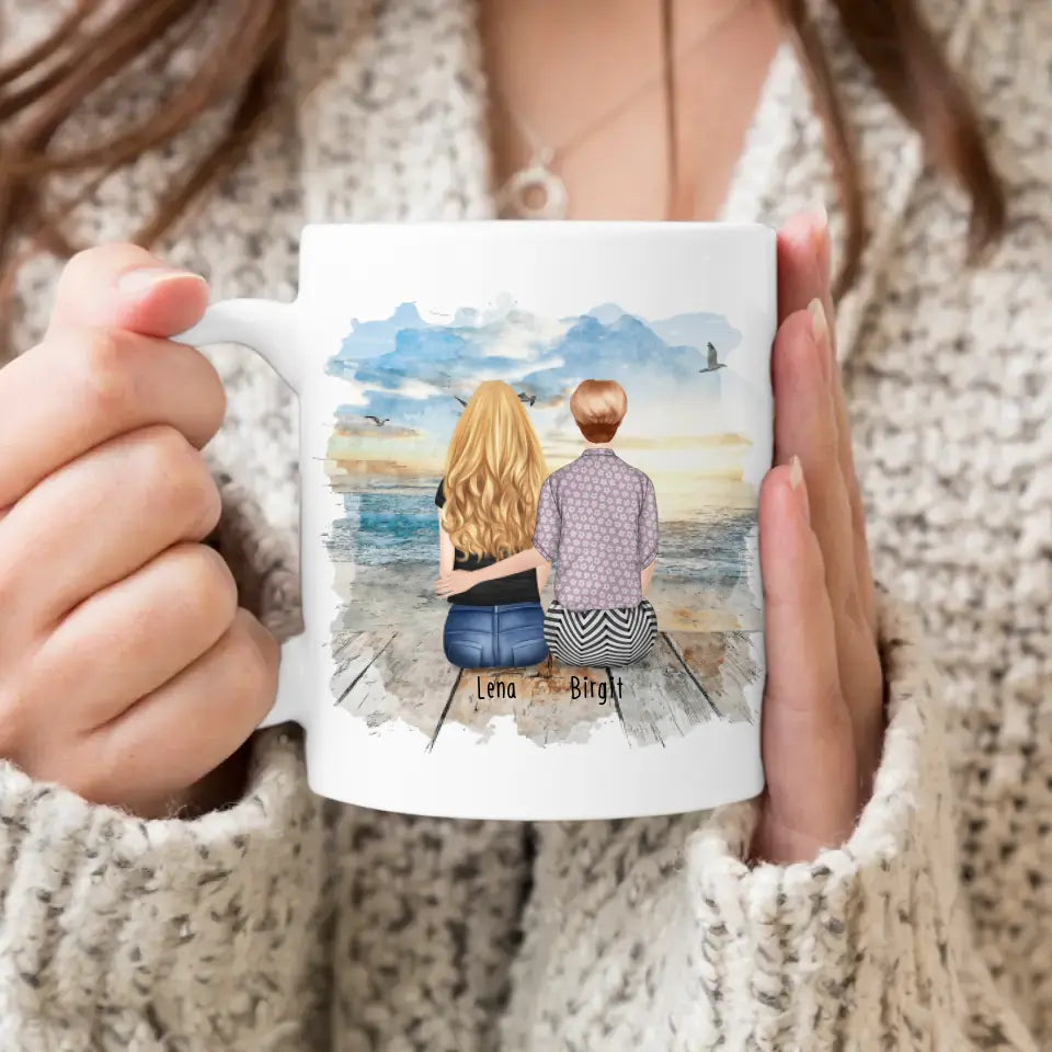 Personalisierte Tasse für Oma (1 Frau + 1 Oma)