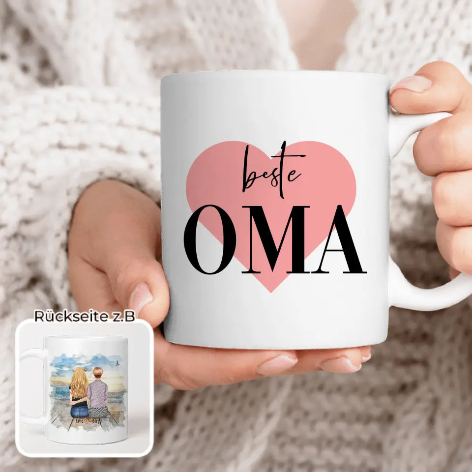 Personalisierte Tasse für Oma (1 Frau + 1 Oma)