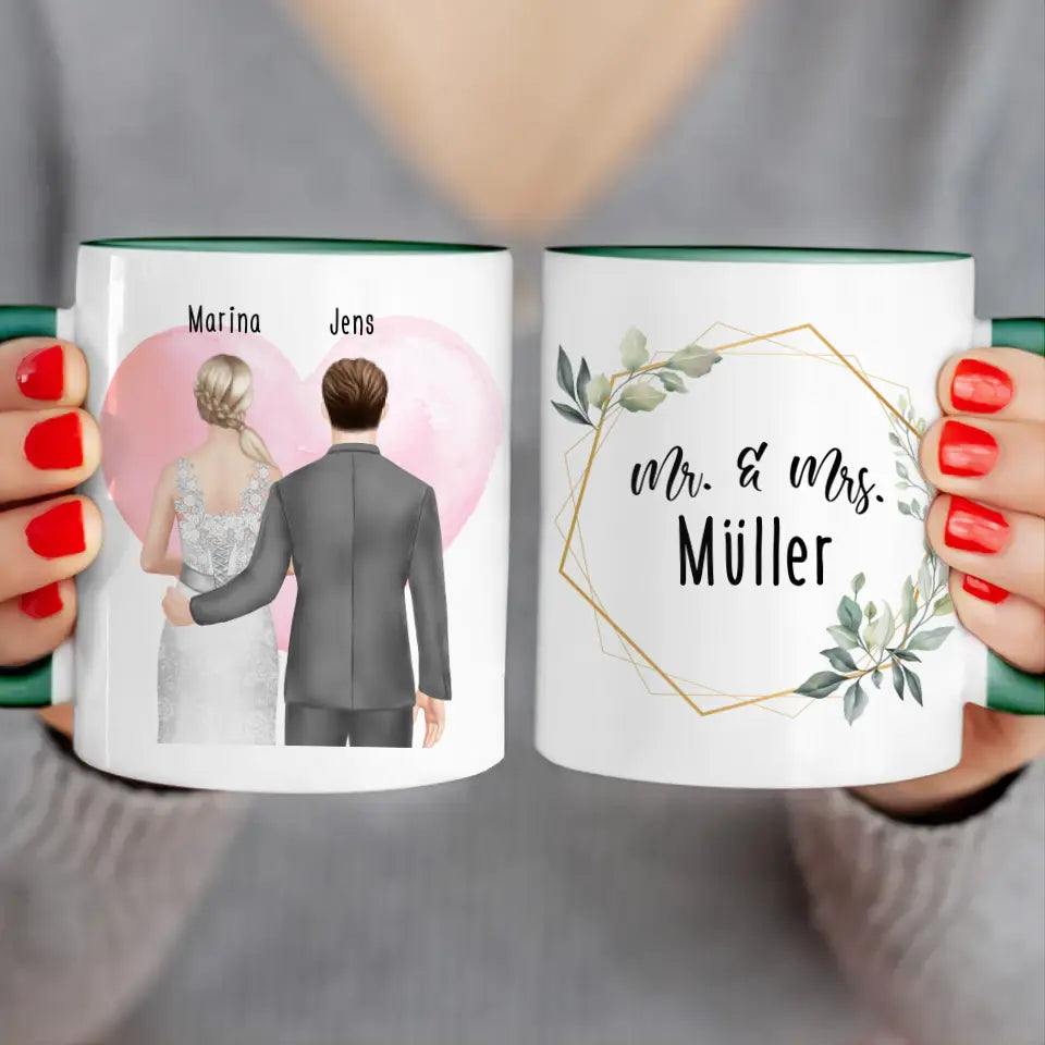 Personalisierte Tasse mit Brautpaar - Hochzeitsgeschenk