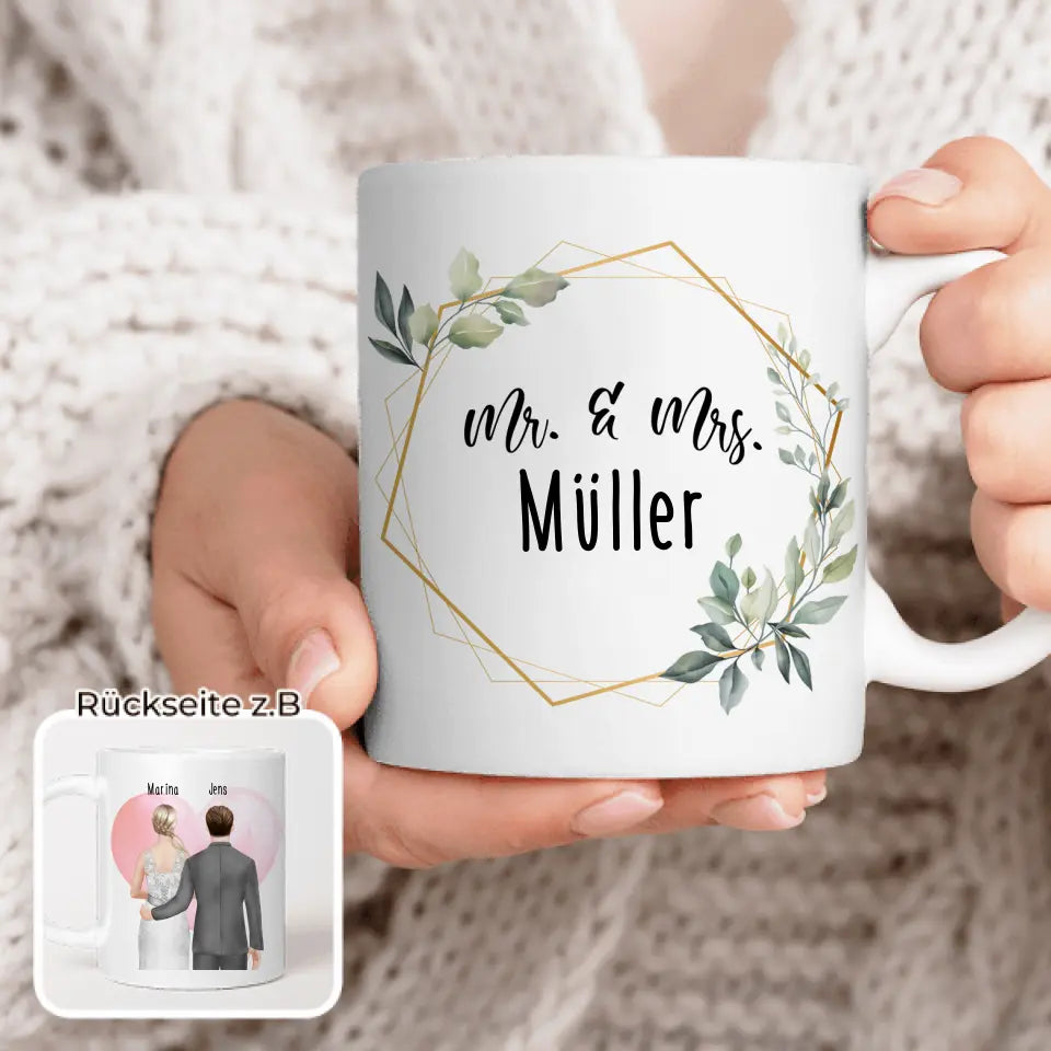 Personalisierte Tasse mit Brautpaar - Hochzeitsgeschenk