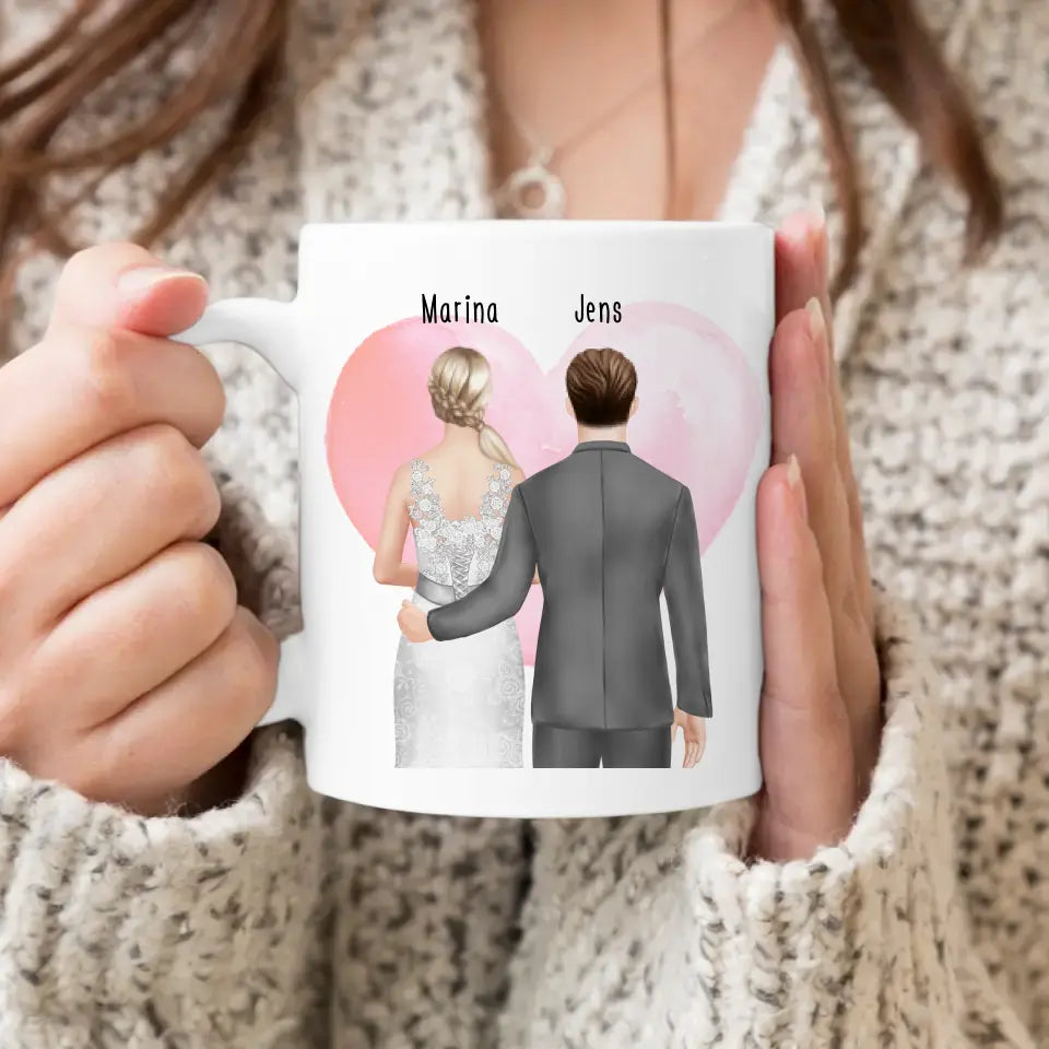 Personalisierte Tasse mit Brautpaar - Hochzeitsgeschenk