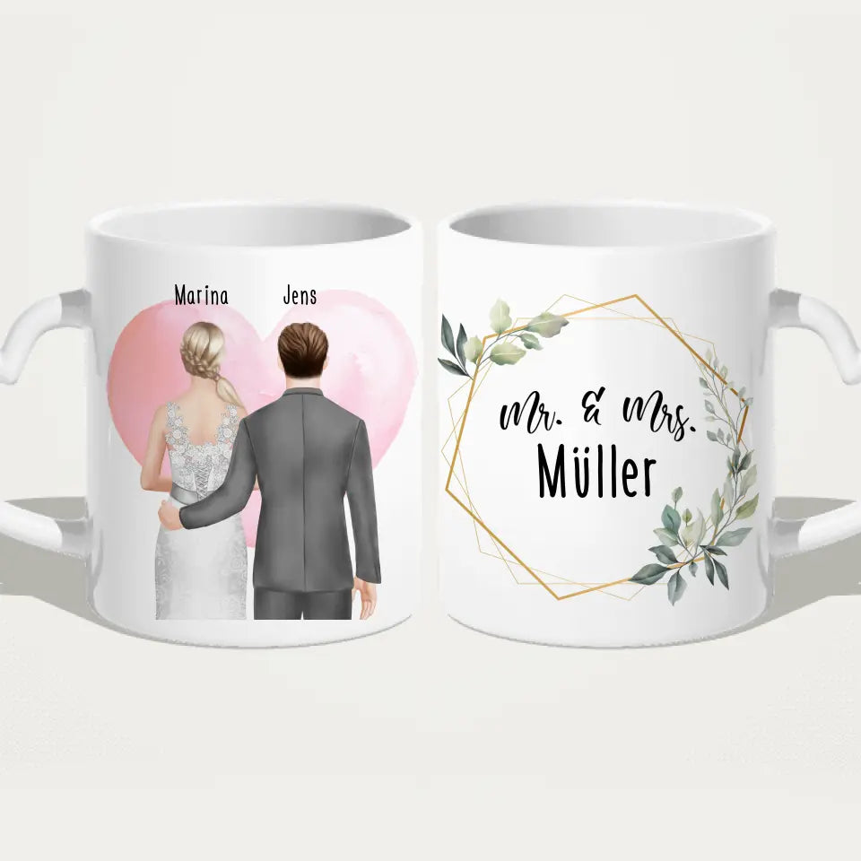 Personalisierte Tasse mit Brautpaar - Hochzeitsgeschenk