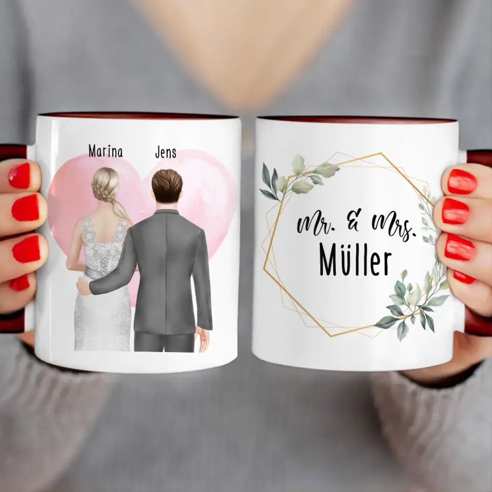 Personalisierte Tasse mit Brautpaar - Hochzeitsgeschenk